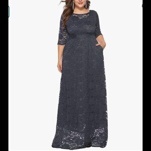NEW. Floral Lace Maxi Dress   NAVY  Size  4X